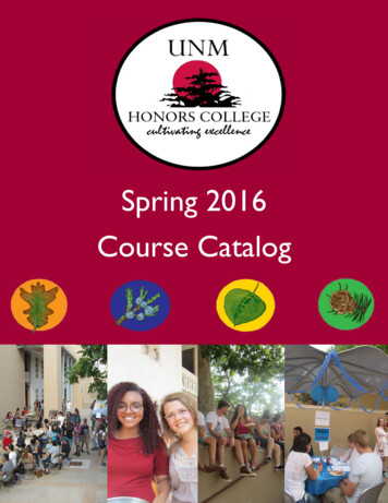 Spring 2016 Course Catalog - Honors.unm.edu