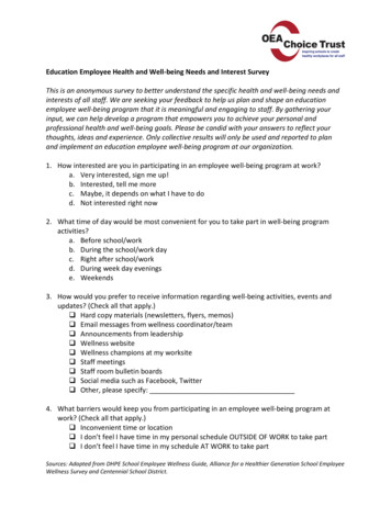 Education Employee Health And Well-being Needs And Interest Survey