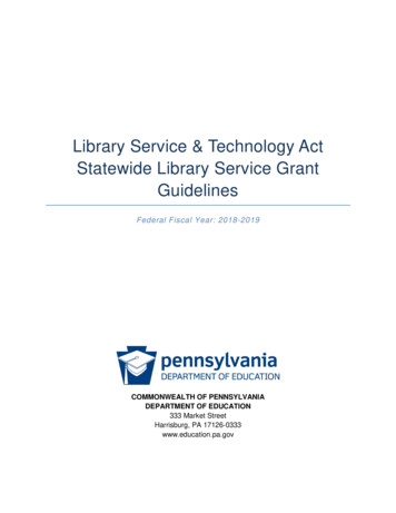 Statewide Program Grant Guidelines - State Library Of Pennsylvania