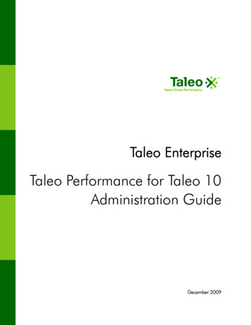 Taleo Performance For Taleo 10 Administration Guide - Oracle