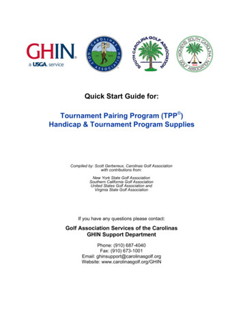 Quick Start Guide For: Tournament Pairing Program (TPP Handicap .