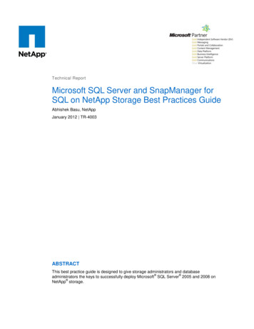 TR-4003: Microsoft SQL Server And SnapManager For SQL On NetApp Storage .