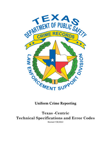 Texas -Centric Technical Specifications And Error Codes