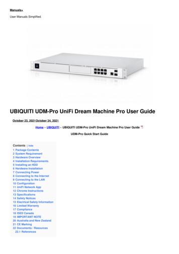 UBIQUITI UDM-Pro UniFi Dream Machine Pro User Guide - Manuals 