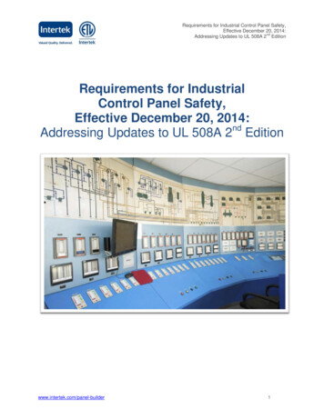 Requirements For Industrial Control Panel Safety, Effective December 20 .