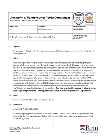 University Of Pennsylvania Police Department Directive 55