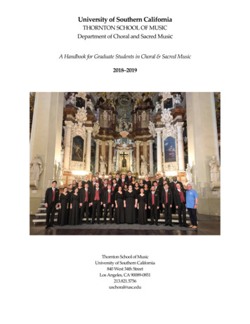 USC Choral And Sacred Graduate Handbook 2018-19