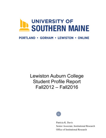 Lewiston Auburn College Student Profile Report Fall2012 - Fall2016