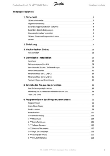 Produkthandbuch Für VLT HVAC Drive Inhaltsverzeichnis - REMAK