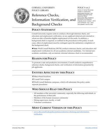 Reference Checks, Information Verification, And Background Checks