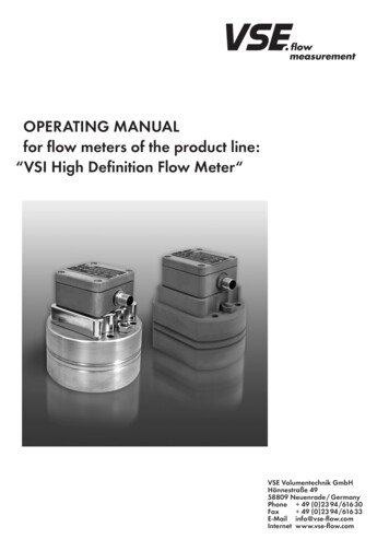 OPEratING MaNual For Flow Meters Of The Product Line: 