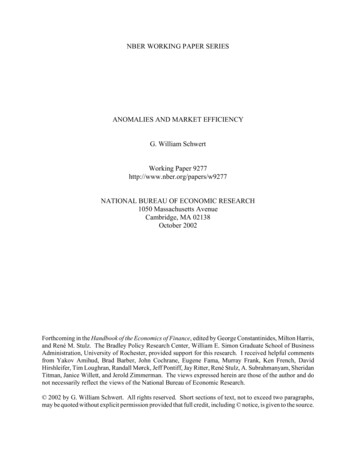NBER WORKING PAPER SERIES ANOMALIES AND MARKET EFFICIENCY G. William .