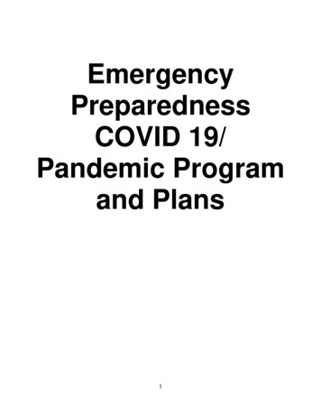 Emergency Preparedness COVID 19/ Pandemic Program And Plans
