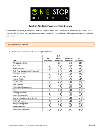 Worksite Wellness Employee Interest Survey - One Stop Wellness
