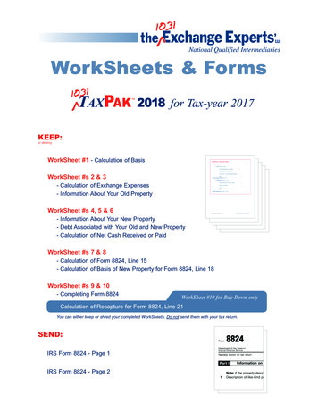 WorkSheets & Forms - 1031 Exchange Experts