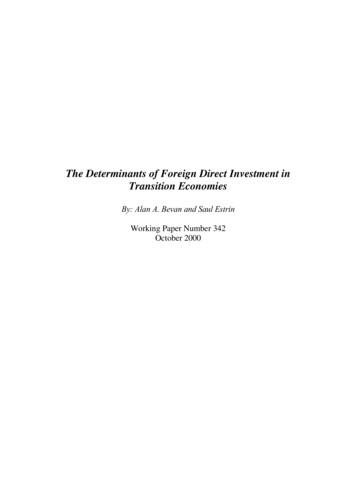 The Determinants Of Foreign Direct Investment In Transition Economies