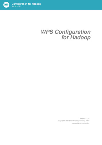 Configuration For Hadoop WPS Configuration For Hadoop