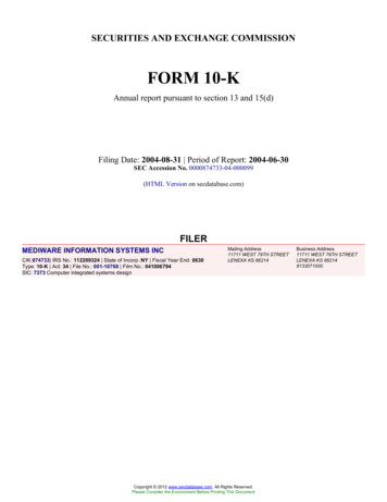 MEDIWARE INFORMATION SYSTEMS INC (Form: 10-K, Filing Date: 08/31/2004)