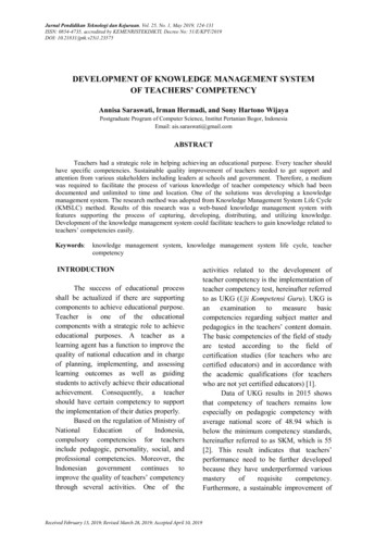 Development Of Knowledge Management System Of Teachers' Competency