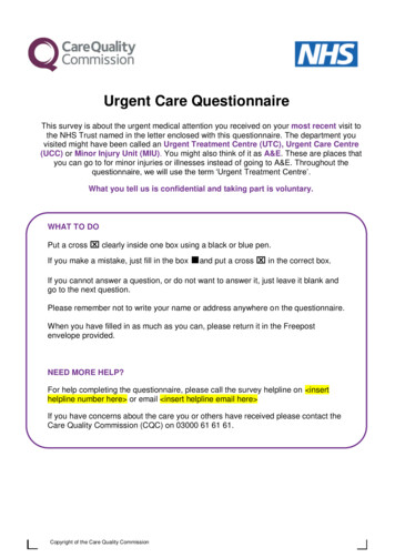 Urgent Care Questionnaire