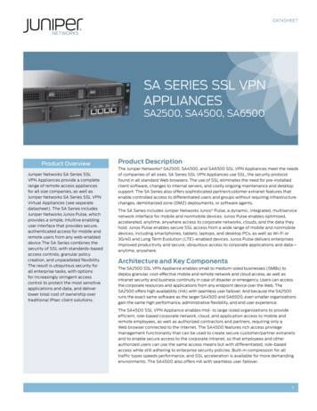 SA Series SSL VPN Appliances (SA2500, SA4500, SA6500) - Juniper Networks