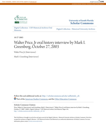 Walter Price, Jr Oral History Interview By Mark I. Greenberg . - CORE