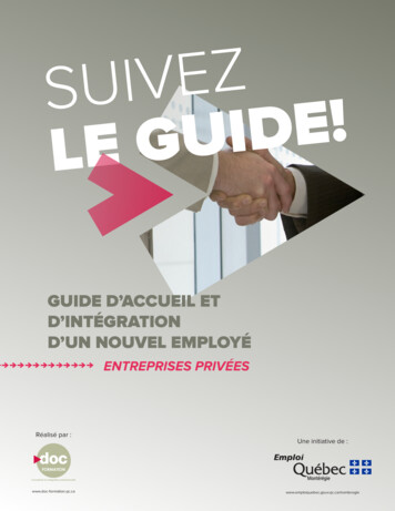 Guide D'accueil Et D'intégration D'un Nouvel Employé - Entreprise Privée