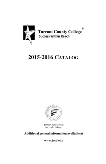 TCC 2015-2016 Catalog - Tarrant County College