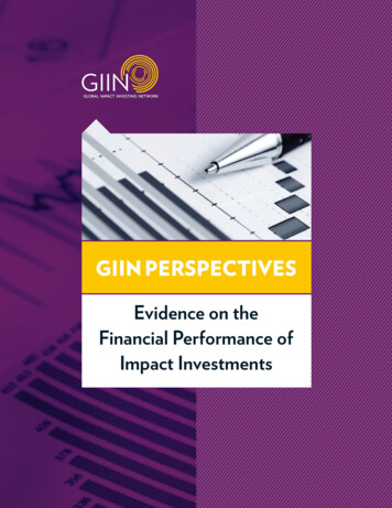 Evidence On The Financial Performance Of Impact Investments