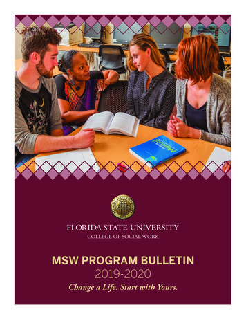 MSW PROGRAM BULLETIN 2019-2020 - College Of Social Work