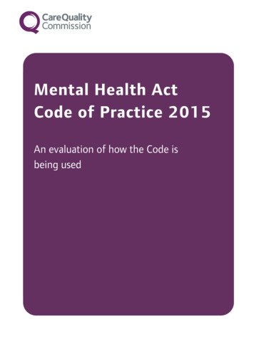 Mental Health Act Code Of Practice 2015 - CQC