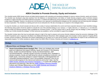 ADEA Checklist To Promote Diversity, Equity And Inclusion