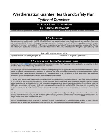 Weatherization Grantee Health And Safety Plan Optional Template - Indiana
