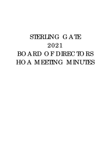 Sterling Gate 2021 Board Of Directors Hoa Meeting Minutes