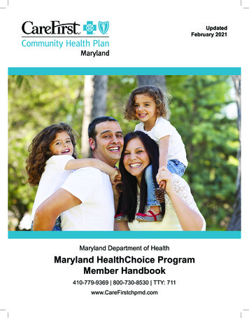 Member Handbook - CareFirst Community Health Plan Maryland