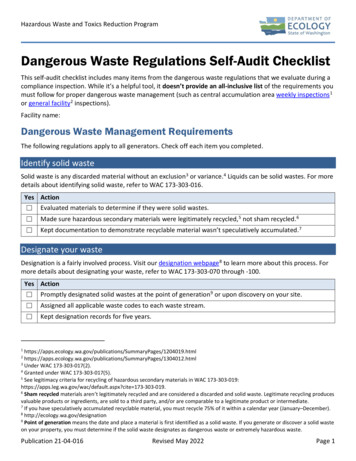 Dangerous Waste Management Requirements - Washington