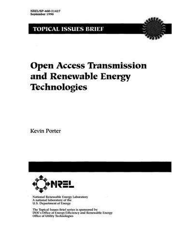 Open Access Transmission And Renewable Energy Technologies - NREL