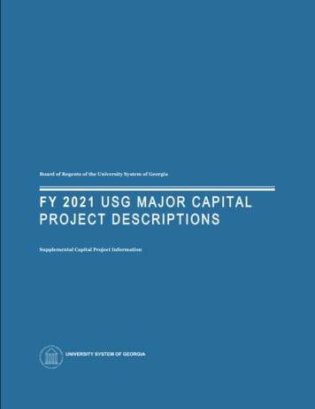 Fy 2021 Usg Major Capital Project Descriptions