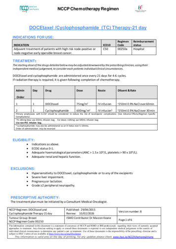 DOCEtaxel /Cyclophosphamide (TC) Therapy-21 Day - Health Service Executive
