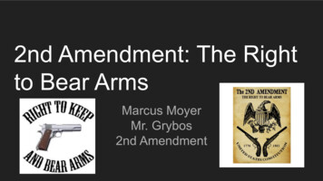 2nd Amendment: The Right 2nd Amendment To Bear Arms Mr. Grybos Marcus Moyer