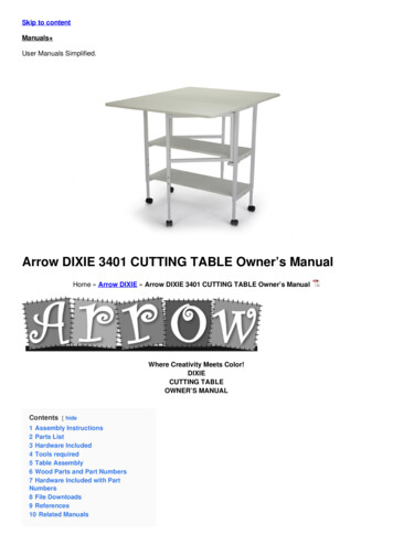 Arrow DIXIE 3401 CUTTING TABLE Owner's Manual - Manuals 