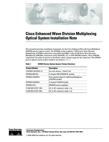 Cisco Enhanced Wave Division Multiplexing Optical System Installation Note