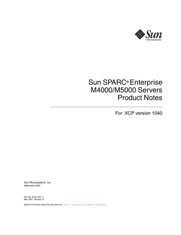 Sun SPARC Enterprise M4000/M5000 Servers Product Notes - Oracle