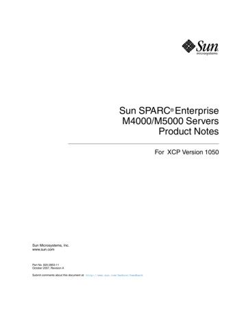 Sun SPARC Enterprise M4000/M5000 Servers Product Notes For XCP Version 1050