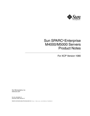 Sun SPARC Enterprise M4000/M5000 Servers Product Notes For XCP Version 1080
