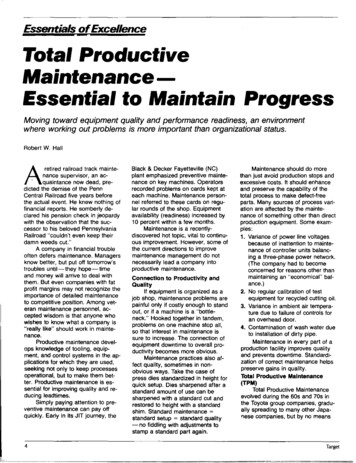 Essentials OfExcellence Total Productive Maintenance- Essential To .