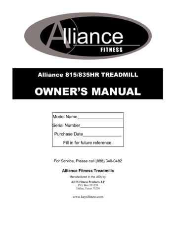 Alliance 815 835hr Owners Manual 1299