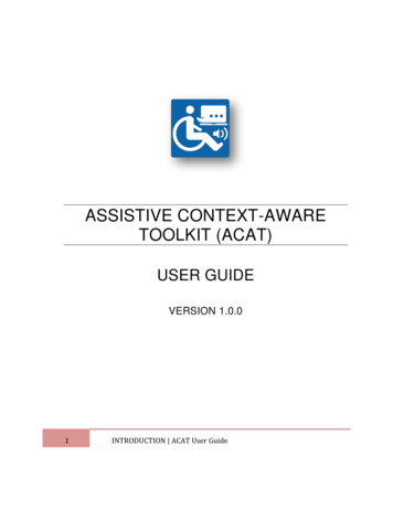 ASSISTIVE CONTEXT-AWARE TOOLKIT (ACAT) - 01 