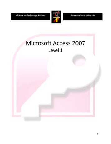 Microsoft Access 2007 - Apps.kennesaw.edu