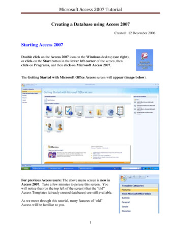 Microsoft Access 2007 Tutorial